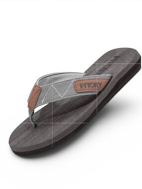 Fitory Men's Gray Tan Flip Flop Sandals NWOT Size Men 8 / Women 10 Arch Cushion